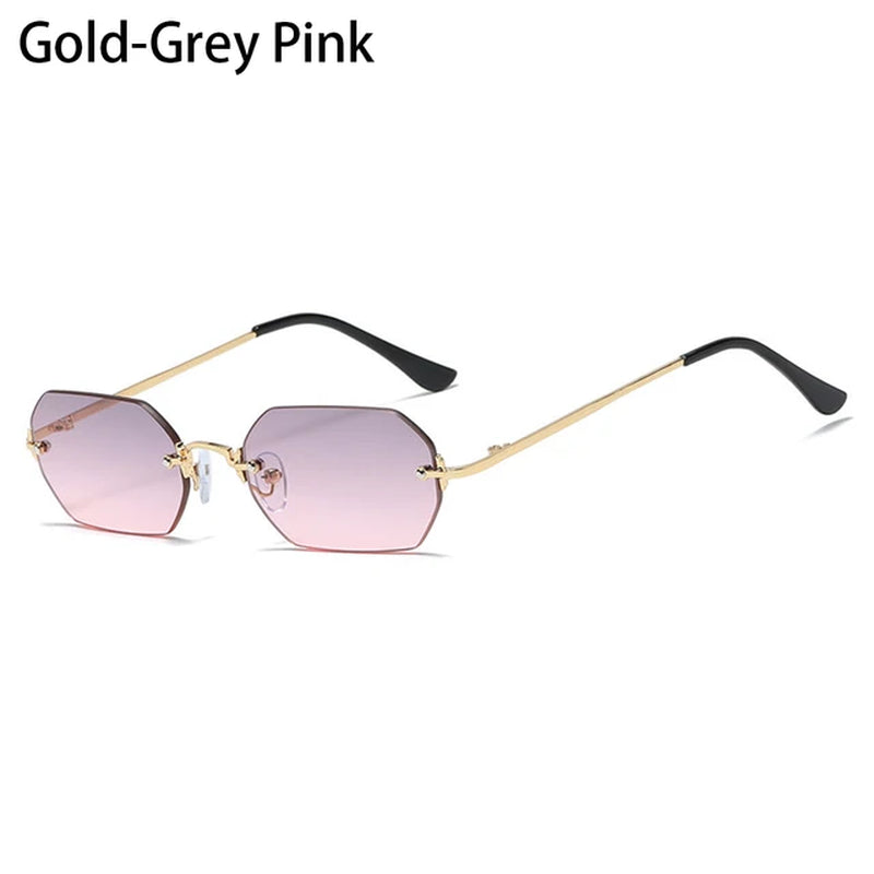 Luxury Rimless Square Sunglasses Man Brand Designer Frameless Gradient Sun Glasses Woman Fashion Vintage Metal Oculos De Sol