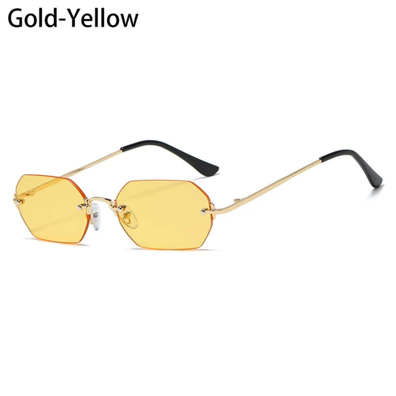Luxury Rimless Square Sunglasses Man Brand Designer Frameless Gradient Sun Glasses Woman Fashion Vintage Metal Oculos De Sol