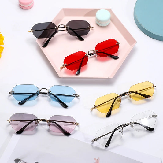 Luxury Rimless Square Sunglasses Man Brand Designer Frameless Gradient Sun Glasses Woman Fashion Vintage Metal Oculos De Sol